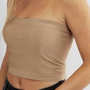New Willow + Root Strapless Tube Seamless Bralette Warm Taupe Made in USA